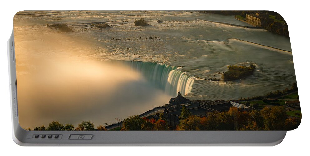 Niagara Falls Portable Battery Charger featuring the photograph The Golden Mist of Niagara by Mark Rogers