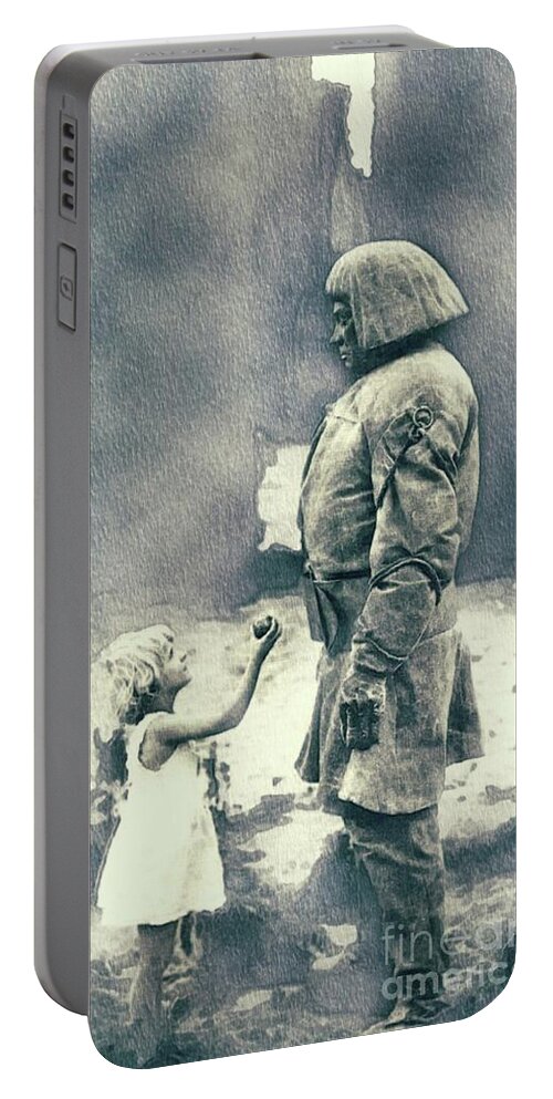 Der Portable Battery Charger featuring the painting The Golem - Der Golem by Esoterica Art Agency