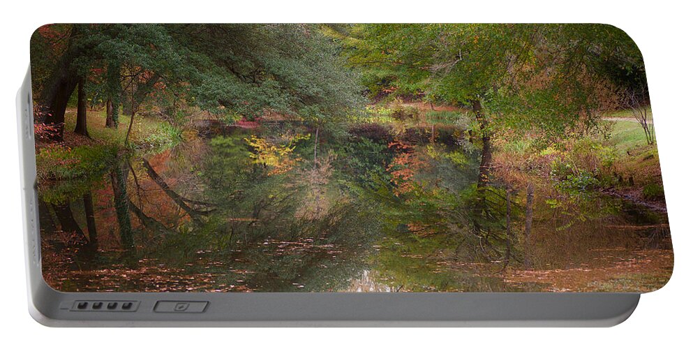 Garden Portable Battery Charger featuring the photograph The Governor's Palace Canal in Autumn by Lara Morrison
