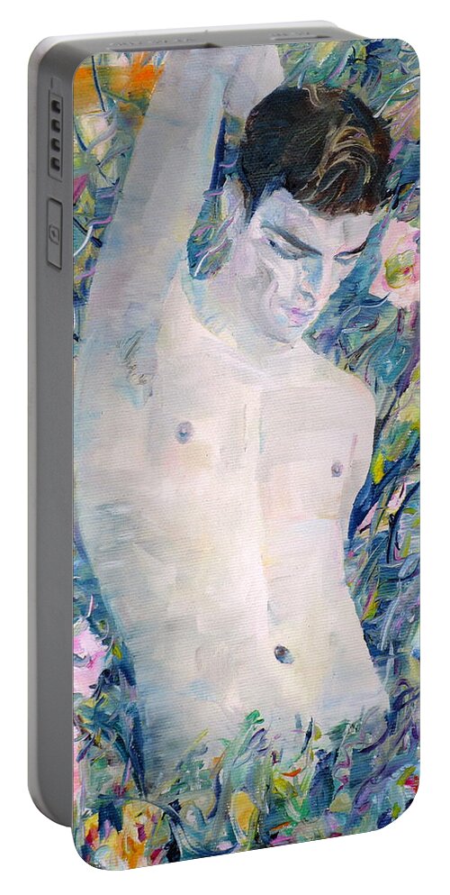Boy Portable Battery Charger featuring the painting The Grace Of The Living by Fabrizio Cassetta
