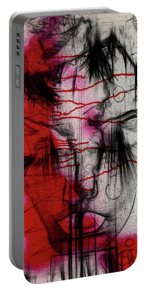 Graffiti Portable Battery Charger featuring the photograph The graffiti face by Gabi Hampe