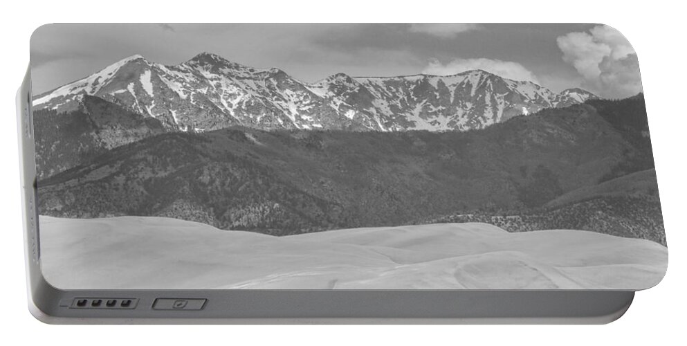 The Great Colorado Sand Dunes; Great Sand Dunes National Park And Preserve; Sand Dunes Black And White Prints; Sand Dunes Black And White Canvas Art; Colorado; Sand; Dunes; Nature Photography Prints;  Portable Battery Charger featuring the photograph The Great Colorado Sand Dunes by James BO Insogna