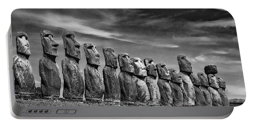 Easter Island Portable Battery Charger featuring the photograph The Guardians - Easter Island by John Roach