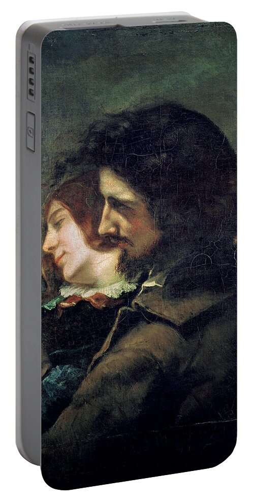 Courbet Portable Battery Charger featuring the painting The Happy Lovers by Gustave Courbet