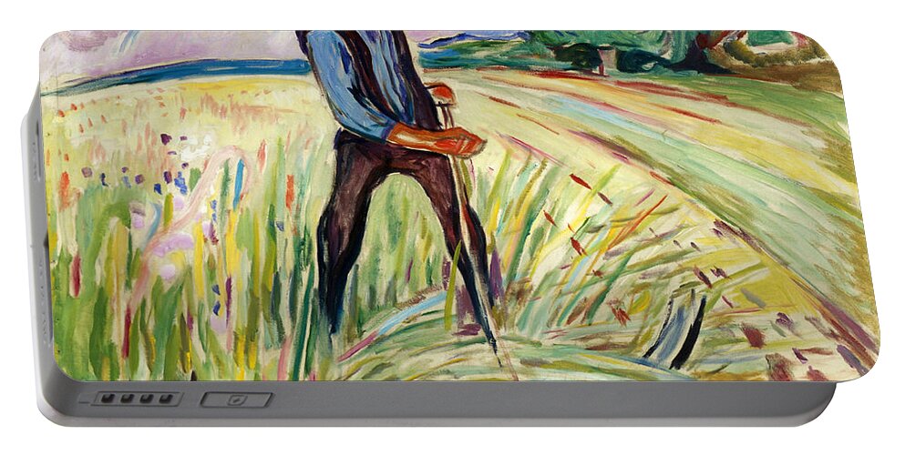 Edvard Munch Portable Battery Charger featuring the painting The Haymaker by Edvard Munch