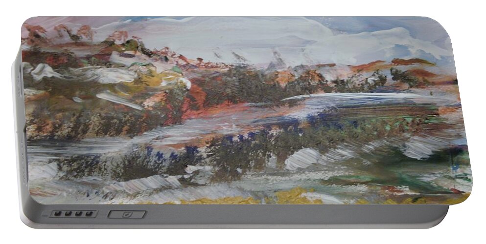 Snow Portable Battery Charger featuring the painting The Higher Roads by Edward Wolverton