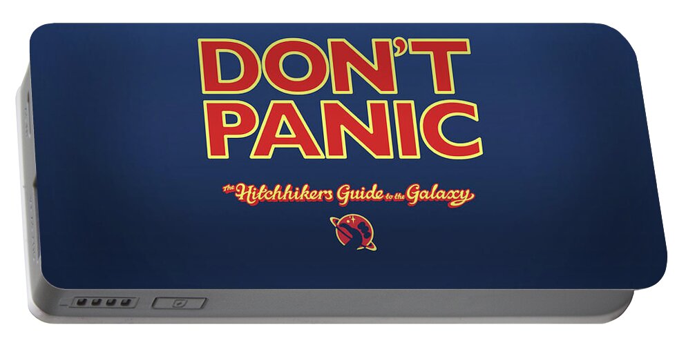 The Hitchhiker's Guide To The Galaxy Portable Battery Charger featuring the digital art The Hitchhiker's Guide to the Galaxy by Super Lovely
