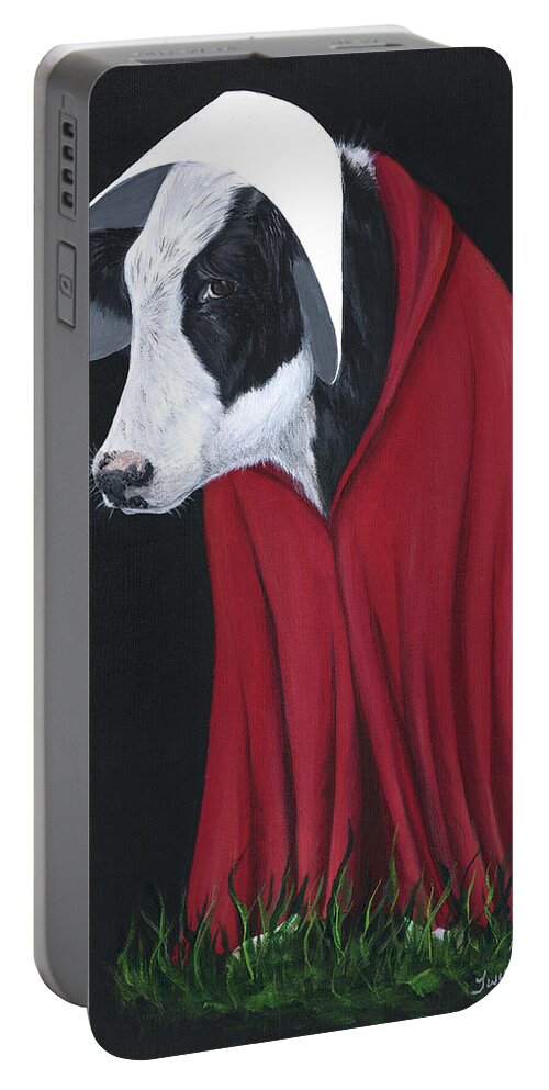 Literature Portable Battery Charger featuring the painting The Holstein's Tale by Twyla Francois