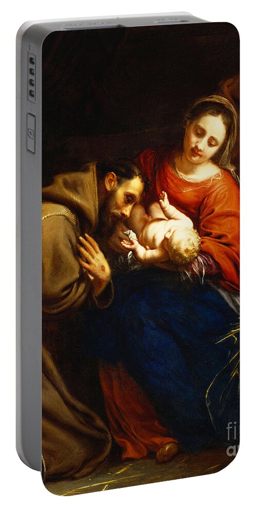 Holy Portable Battery Charger featuring the painting The Holy Family with Saint Francis by Jacob van Oost