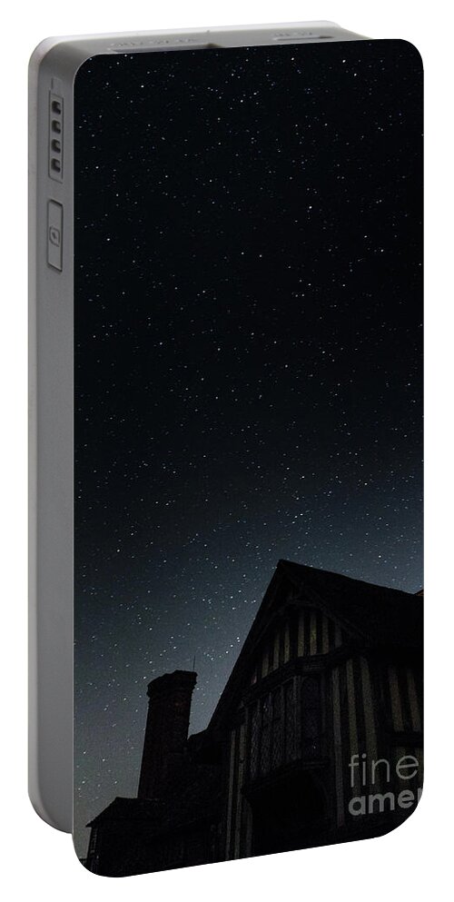 Astro Portable Battery Charger featuring the photograph The Iconic Front Porch in the Night Sky, Great Dixter by Perry Rodriguez