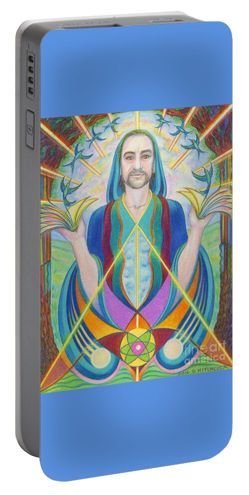 Spiritual Portable Battery Charger featuring the drawing The Illumination by Debra Hitchcock