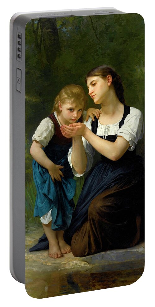 Elizabeth Jane Gardner Bouguereau Portable Battery Charger featuring the painting The Improvised Cup by Elizabeth Jane Gardner Bouguereau