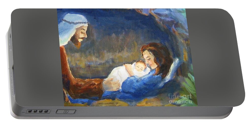 Christian Art Portable Battery Charger featuring the painting The Infant King by Maria Hunt