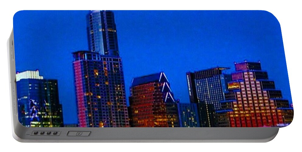 Beautiful Portable Battery Charger featuring the photograph The #instaawesome #austin #skyline On A by Austin Tuxedo Cat