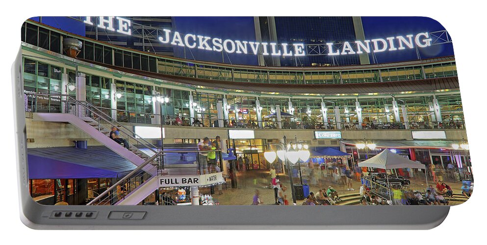 The Jacksonville Landing Portable Battery Charger featuring the photograph The Jacksonville Landing - Florida - JazzFest by Jason Politte