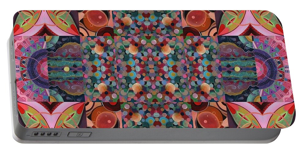 The Joy Of Design Mandala Series Puzzle 7 Arrangement 4 By Helena Tiainen Portable Battery Charger featuring the mixed media The Joy of Design Mandala Series Puzzle 7 Arrangement 4 by Helena Tiainen