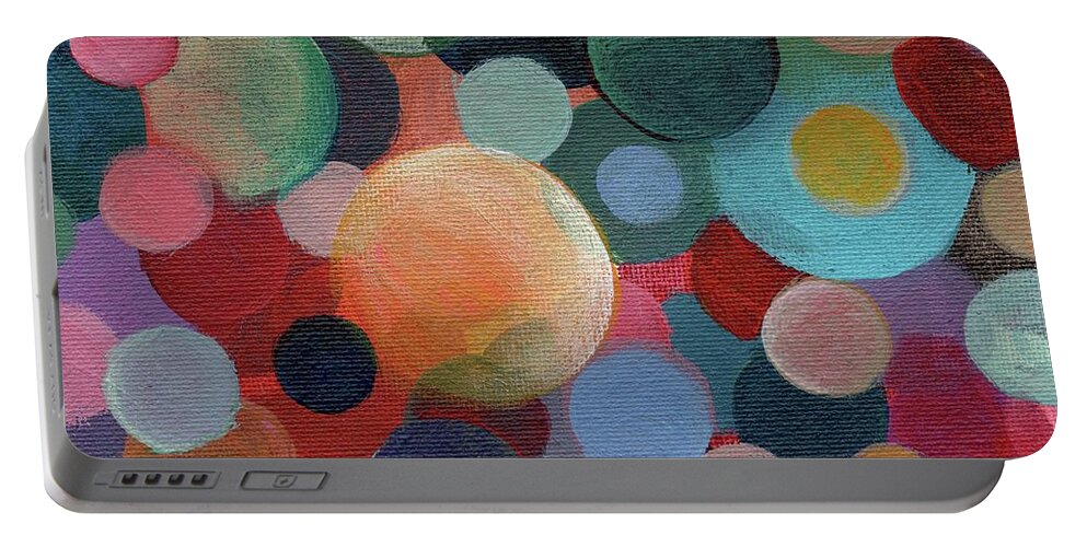 Circles Portable Battery Charger featuring the painting The Joy of Design X L by Helena Tiainen