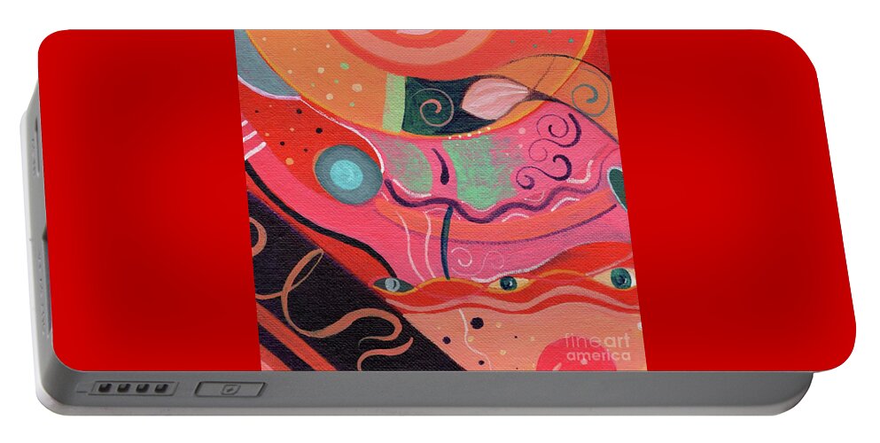 The Joy Of Design Xlviii Upside Down By Helena Tiainen Portable Battery Charger featuring the painting The Joy of Design X L V I I I Upside Down by Helena Tiainen