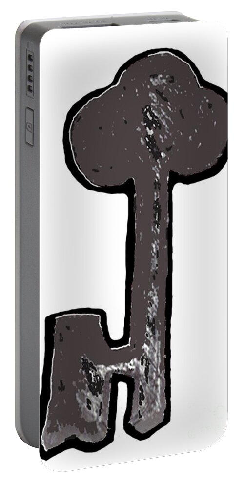 The Key Portable Battery Charger featuring the digital art The Key - White by Curtis Sikes