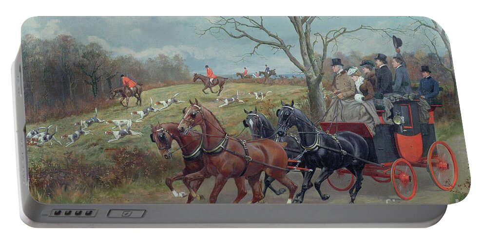 Hunting Portable Battery Charger featuring the painting The Kill by George Derville Rowlandson