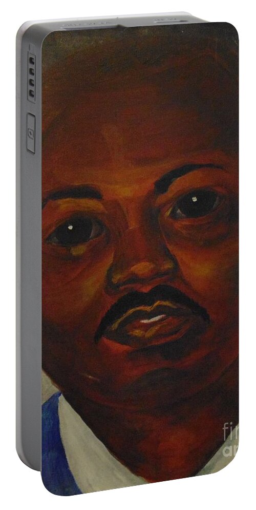 Mlk Portable Battery Charger featuring the painting The King by Saundra Johnson