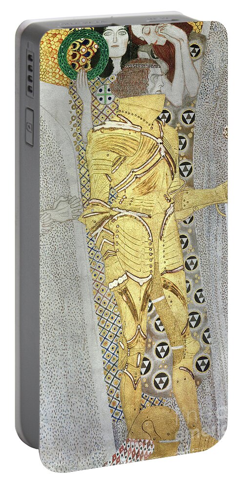 Klimt Portable Battery Charger featuring the painting The Knight by Gustav Klimt