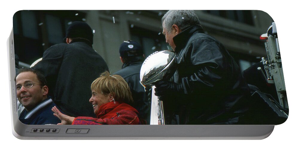 Jonathan Portable Battery Charger featuring the photograph The Kraft Family with the Super Bowl by Mike Martin