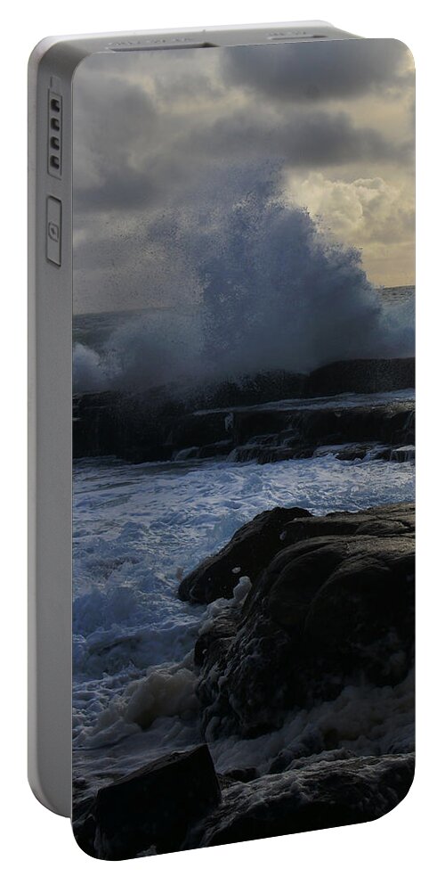 Photography By Paul Davenport Portable Battery Charger featuring the photograph The labouring of waves. 1 by Paul Davenport