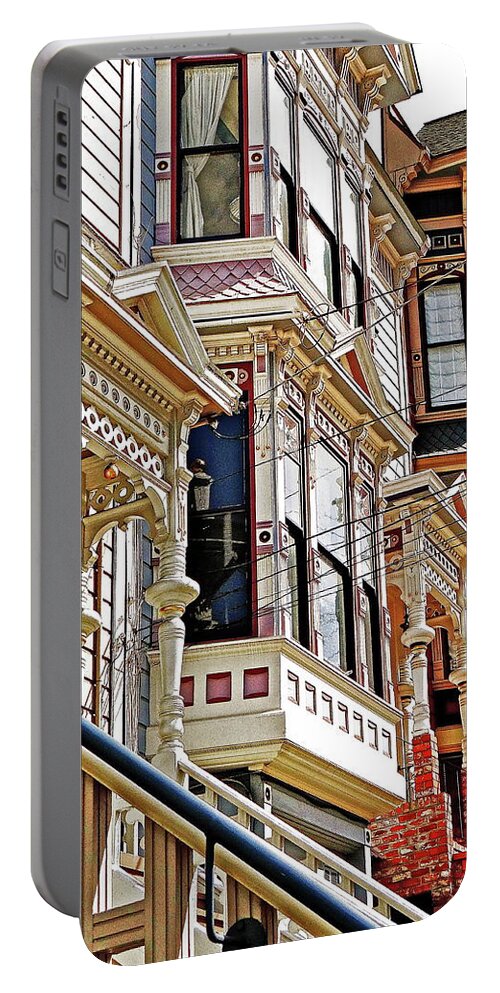 Painted Ladies Portable Battery Charger featuring the photograph The Ladies Of Castro by Ira Shander