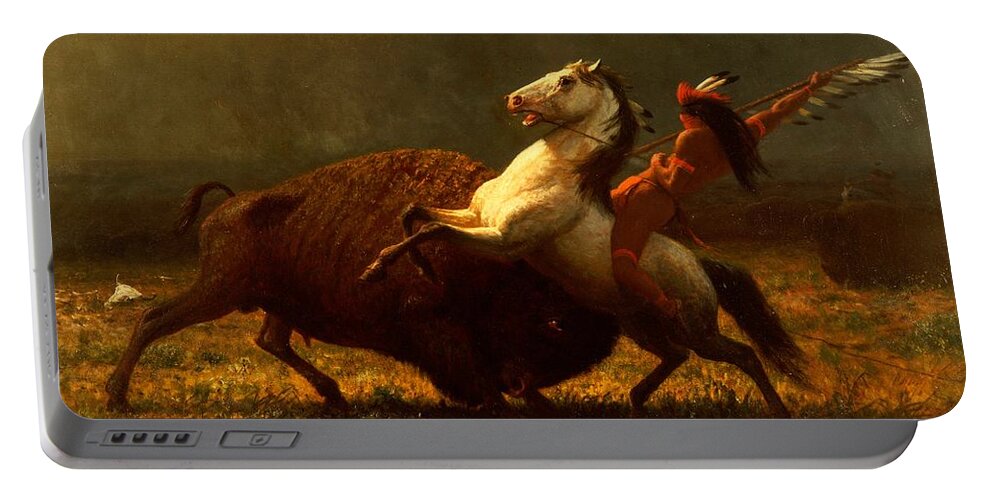 Albert Bierstadt Portable Battery Charger featuring the painting The Last of the Buffalo by Albert Bierstadt