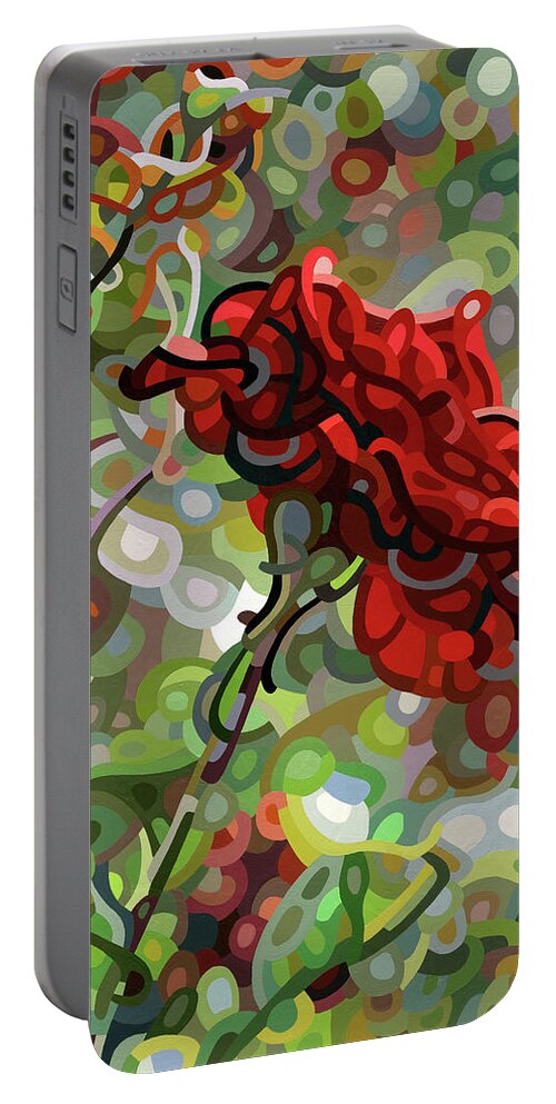 Fine Art Portable Battery Charger featuring the painting The Last Rose of Summer by Mandy Budan