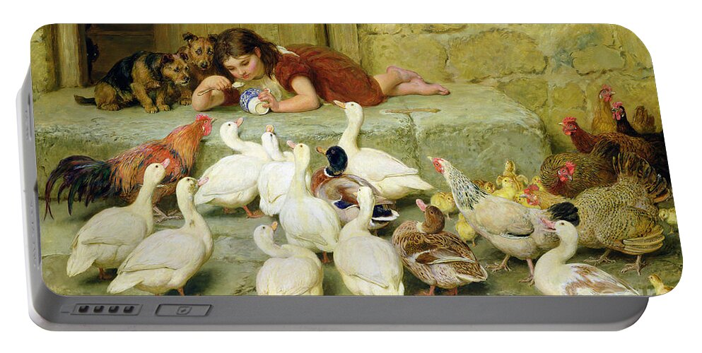 The Portable Battery Charger featuring the painting The Last Spoonful by Briton Riviere