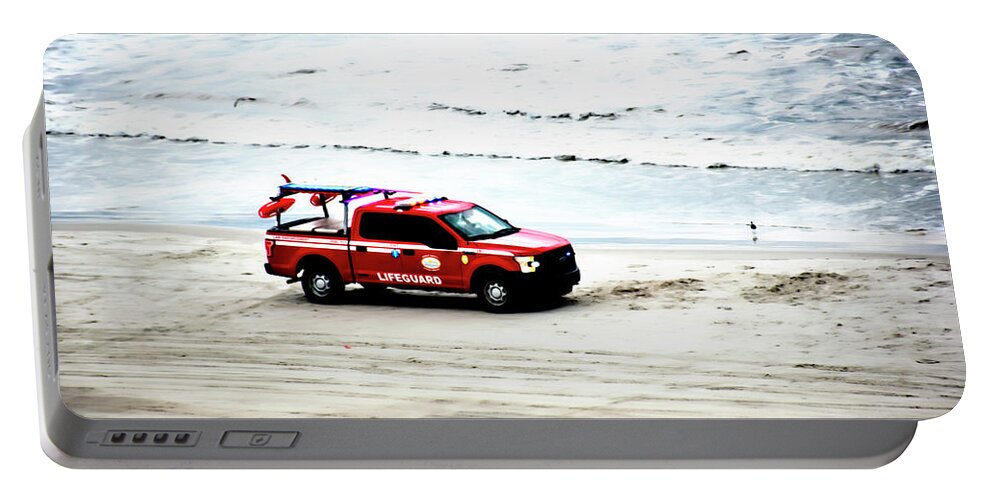Lifeguard Portable Battery Charger featuring the photograph The Lifeguard Truck by Gina O'Brien
