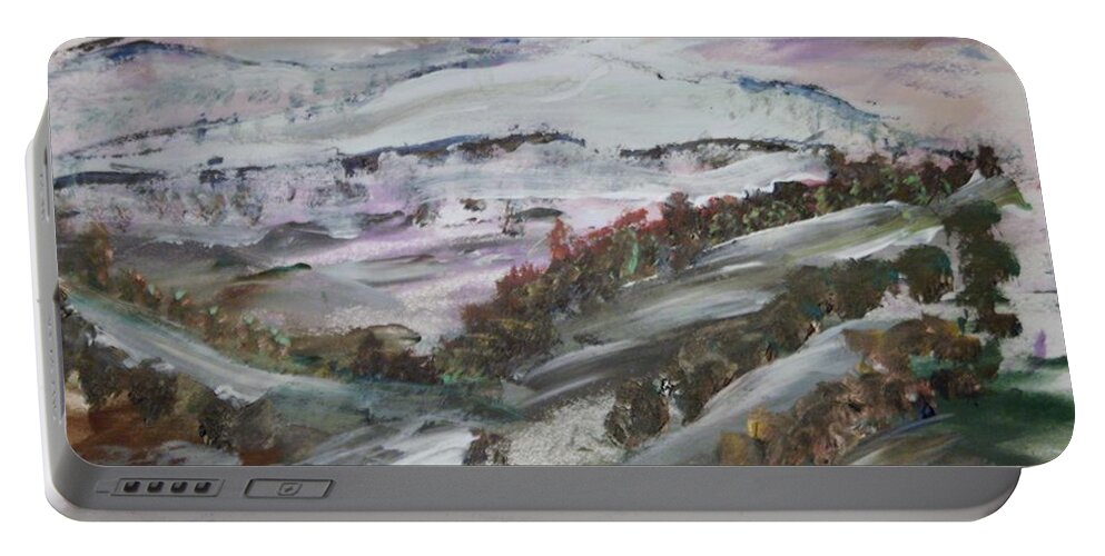 Snow Portable Battery Charger featuring the painting The Lifting Sky by Edward Wolverton