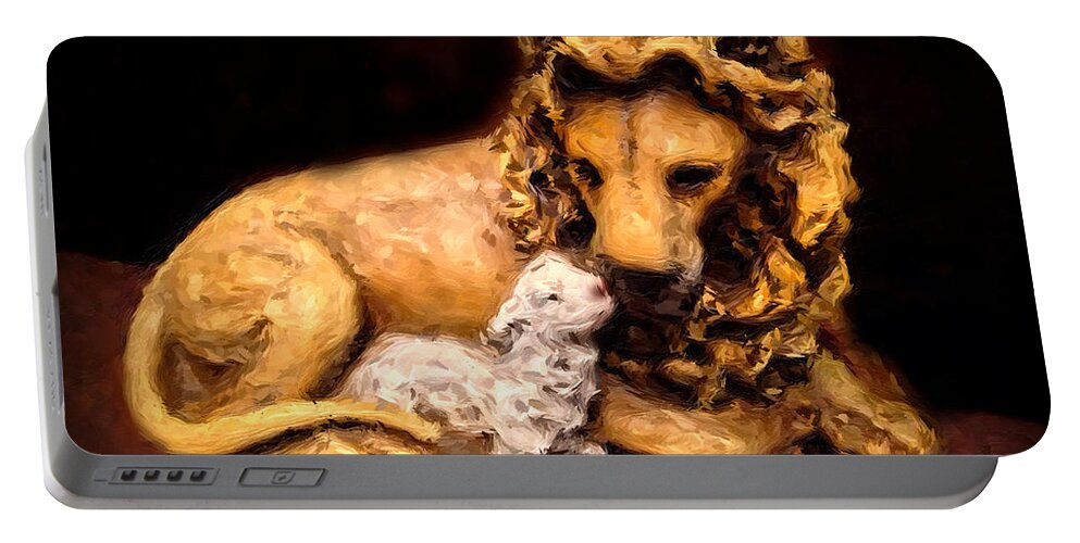 Landscape Portable Battery Charger featuring the photograph The Lion and The Lamb by Morgan Carter