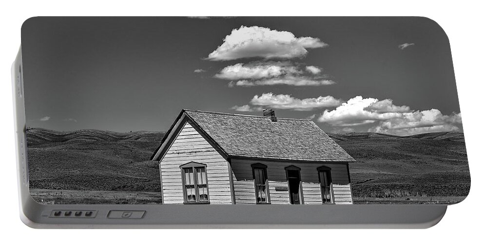 Farm Portable Battery Charger featuring the photograph The Little House B and W by Richard J Cassato