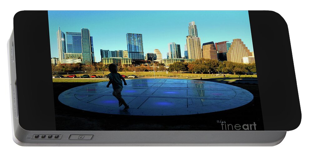 The Long Center Portable Battery Charger featuring the photograph The Long Center - Austin Skyline from City Terrace by Felipe Adan Lerma