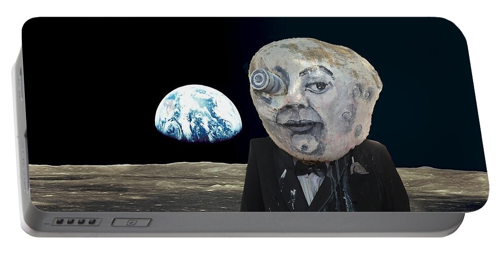 Art Portable Battery Charger featuring the digital art The Man in the Moon by Rafael Salazar