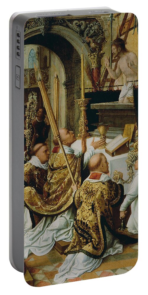 16th Century Art Portable Battery Charger featuring the painting The Mass of Saint Gregory the Great by Adriaen Isenbrandt