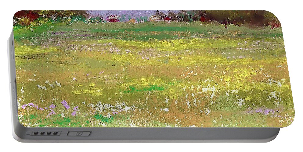 The Meadow Portable Battery Charger featuring the painting The Meadow by David Patterson