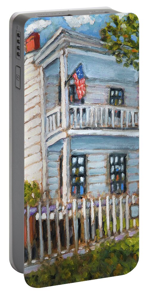 Montieth Portable Battery Charger featuring the painting The Montieth House by Mike Bergen