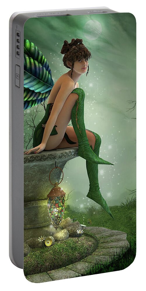 Fairy Portable Battery Charger featuring the digital art The Moonlight Fairy by Jayne Wilson