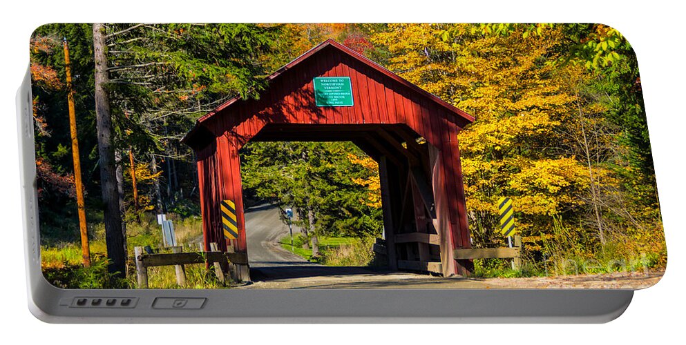 Stony Brook Covered Bridge Portable Battery Charger featuring the photograph The Moseley/Stony Brook Covered Bridge by Scenic Vermont Photography