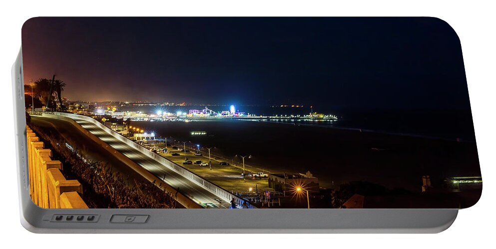 Santa Monica Portable Battery Charger featuring the photograph The New California Incline - Night by Gene Parks