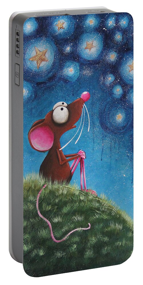 Whimsical Portable Battery Charger featuring the painting The Night Sky by Lucia Stewart