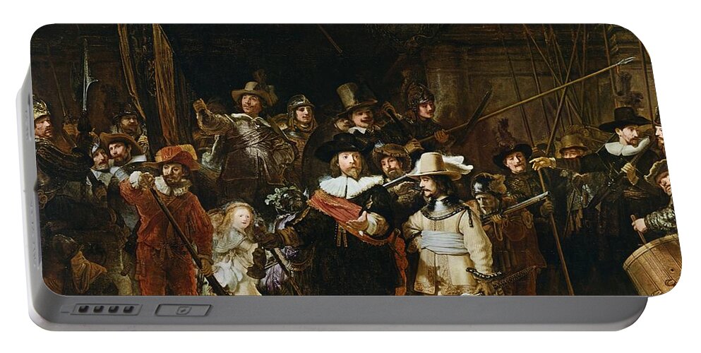 The Portable Battery Charger featuring the painting The Nightwatch by Rembrandt