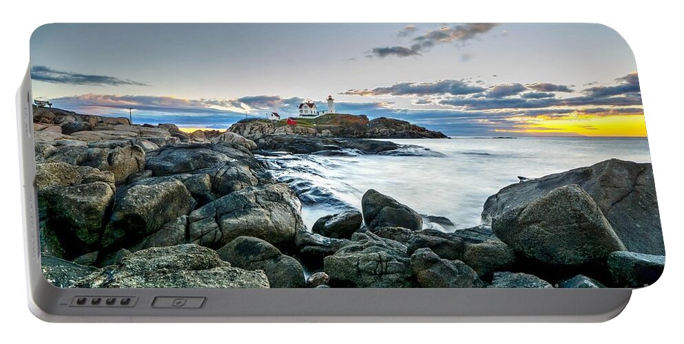 Maine Portable Battery Charger featuring the photograph The Nubble by Steve Brown