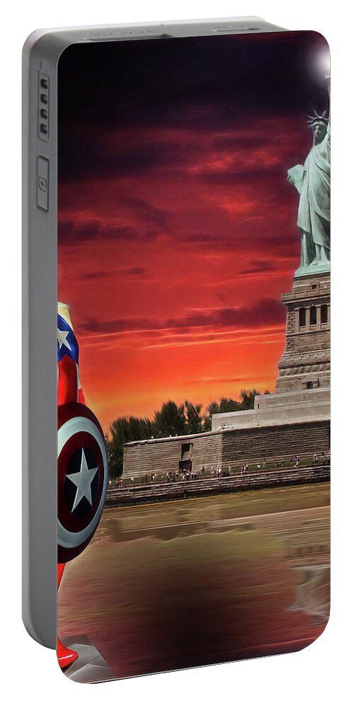 Captain America Portable Battery Charger featuring the photograph Shield of Liberty by Jon Volden