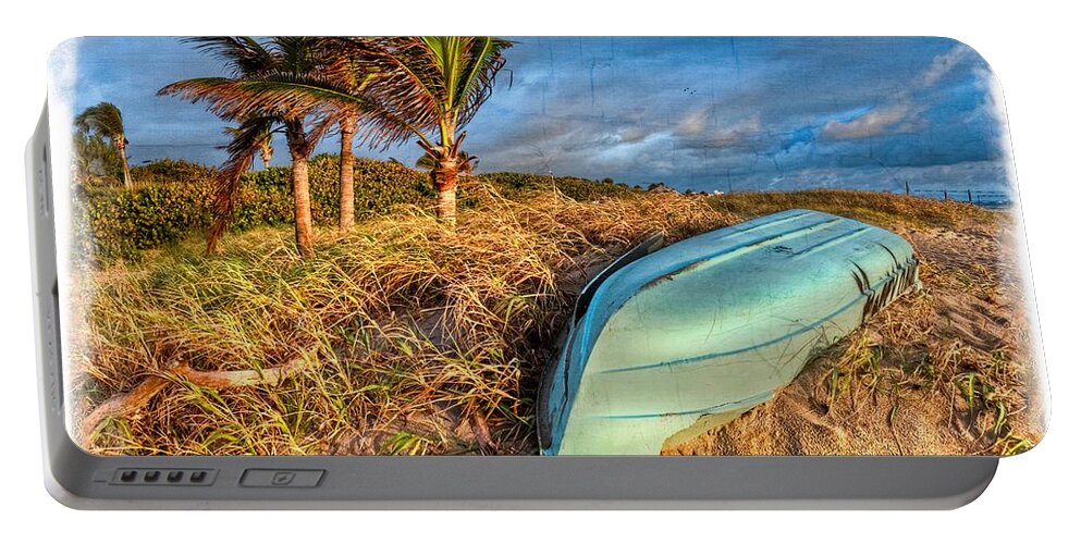 Boats Portable Battery Charger featuring the photograph The Old Blue Boat by Debra and Dave Vanderlaan