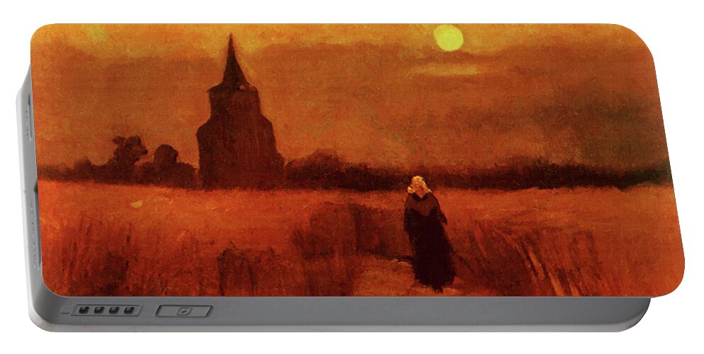 Vincent Van Gogh Portable Battery Charger featuring the painting The Old Tower In The Fields by Vincent Van Gogh